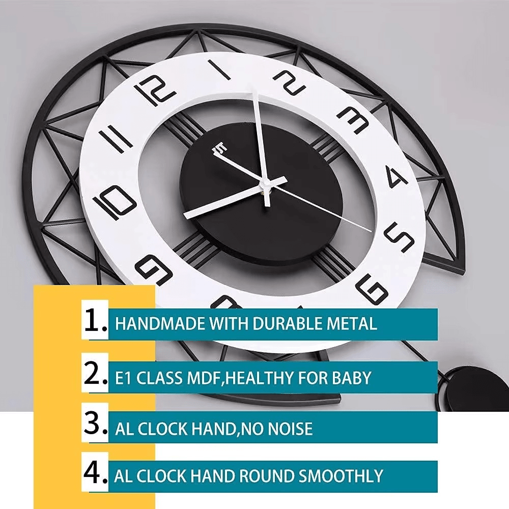 Modern Silent Large Wall Clock - Roman Decor