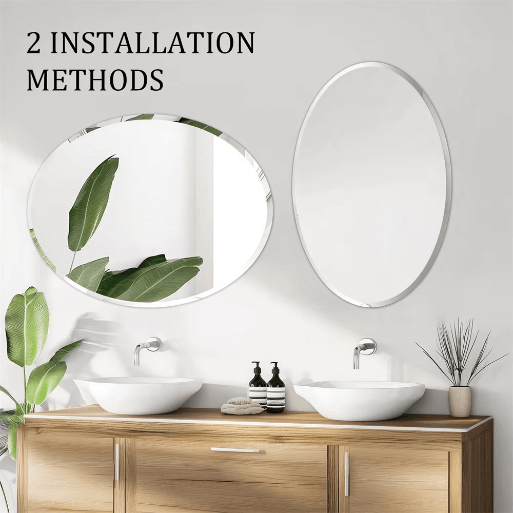 Roman Decor Oval Shape Frameless Decorative Wall Mirror - Roman Decor