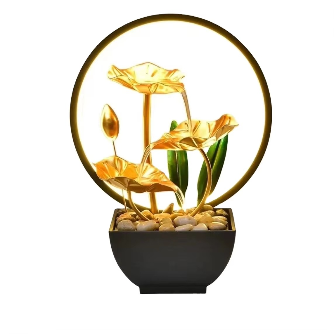 Mini Tabletop Water Fountain with LED Light | Compact Indoor Waterfall Showpiece