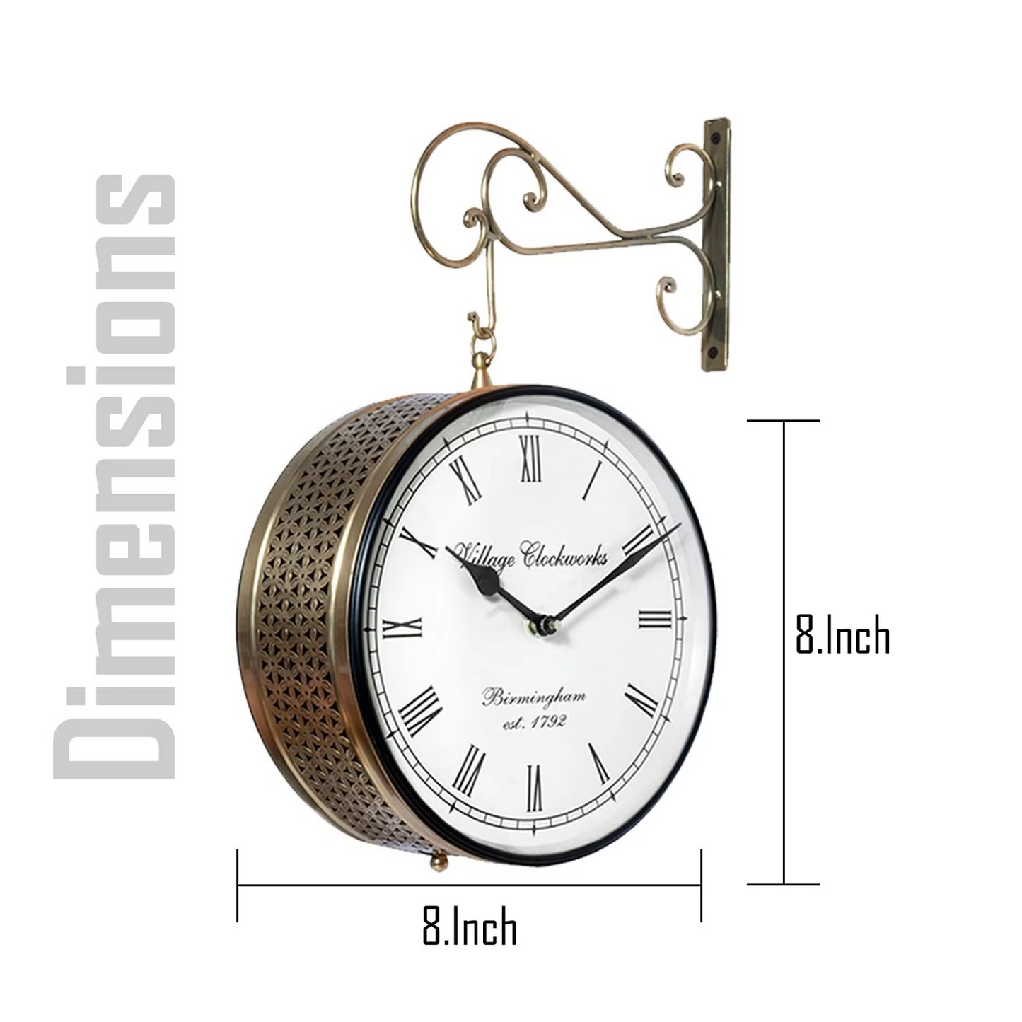 Antique Style Double Sided Railway Station Platform Hanging Wall Clock