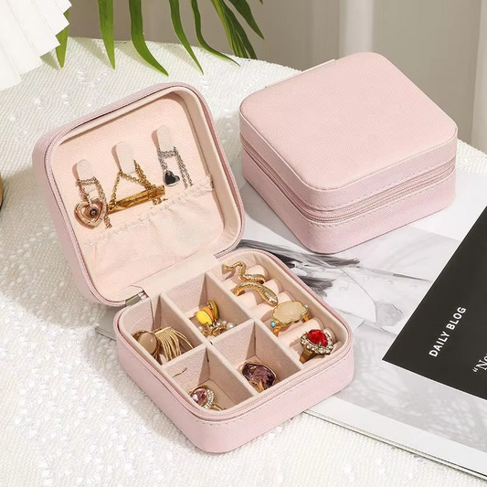 Travel-Friendly PU Leather Mini Jewelry Box – Compact | ROMAN DECOR