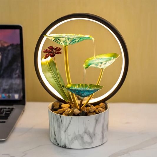 Roman Decor Water Fountain with Ring Light