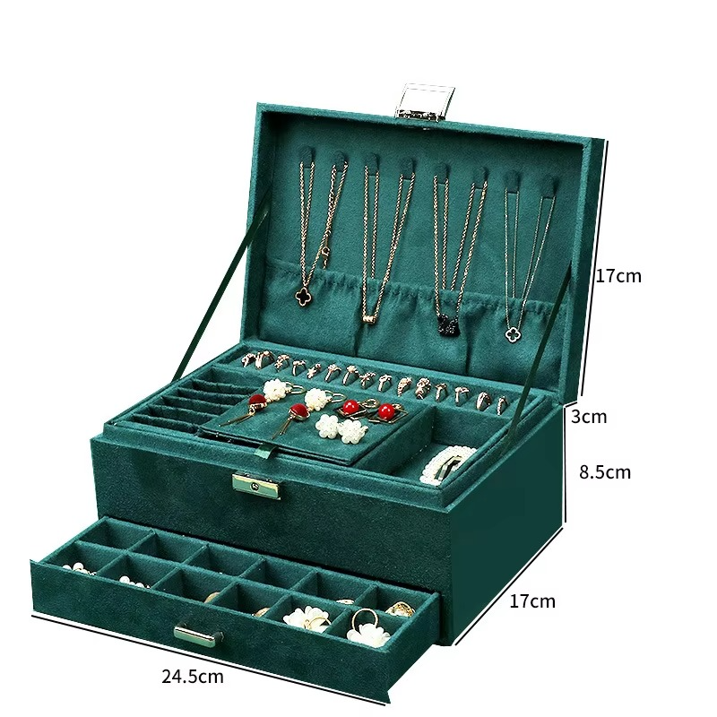 Large Velvet Ring Necklace Earring Jewelry Packaging Organizer Box