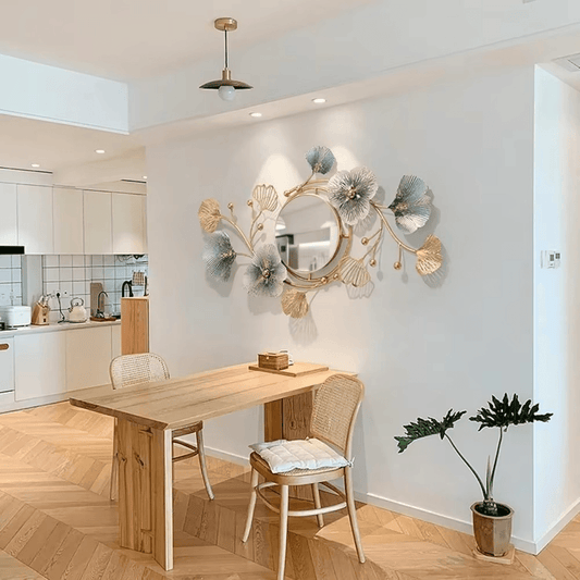 46-Inch Large Ginkgo Leaf Decorative Wall Mirror - Roman Decor