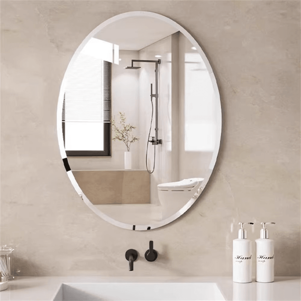 Roman Decor Oval Shape Frameless Decorative Wall Mirror - Roman Decor