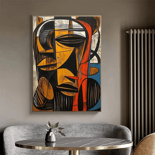 African Abstract Wall Art – Framed Canvas - Roman Decor