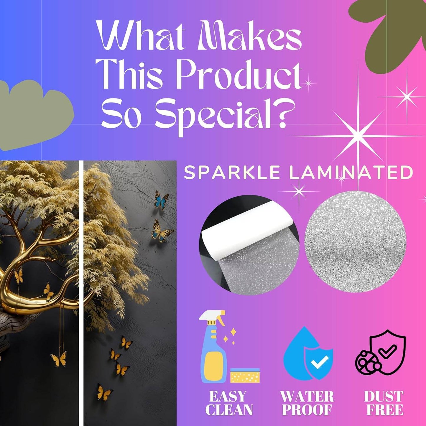 Golden Deer Wall Painting β Set of 5 | Big Size MDF Wall Art - Roman Decor