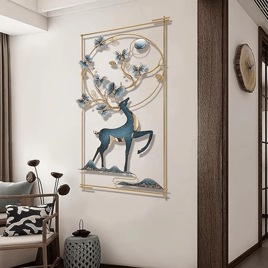 Modern Gold Metal Wall Art – Deer Sculpture - Roman Decor