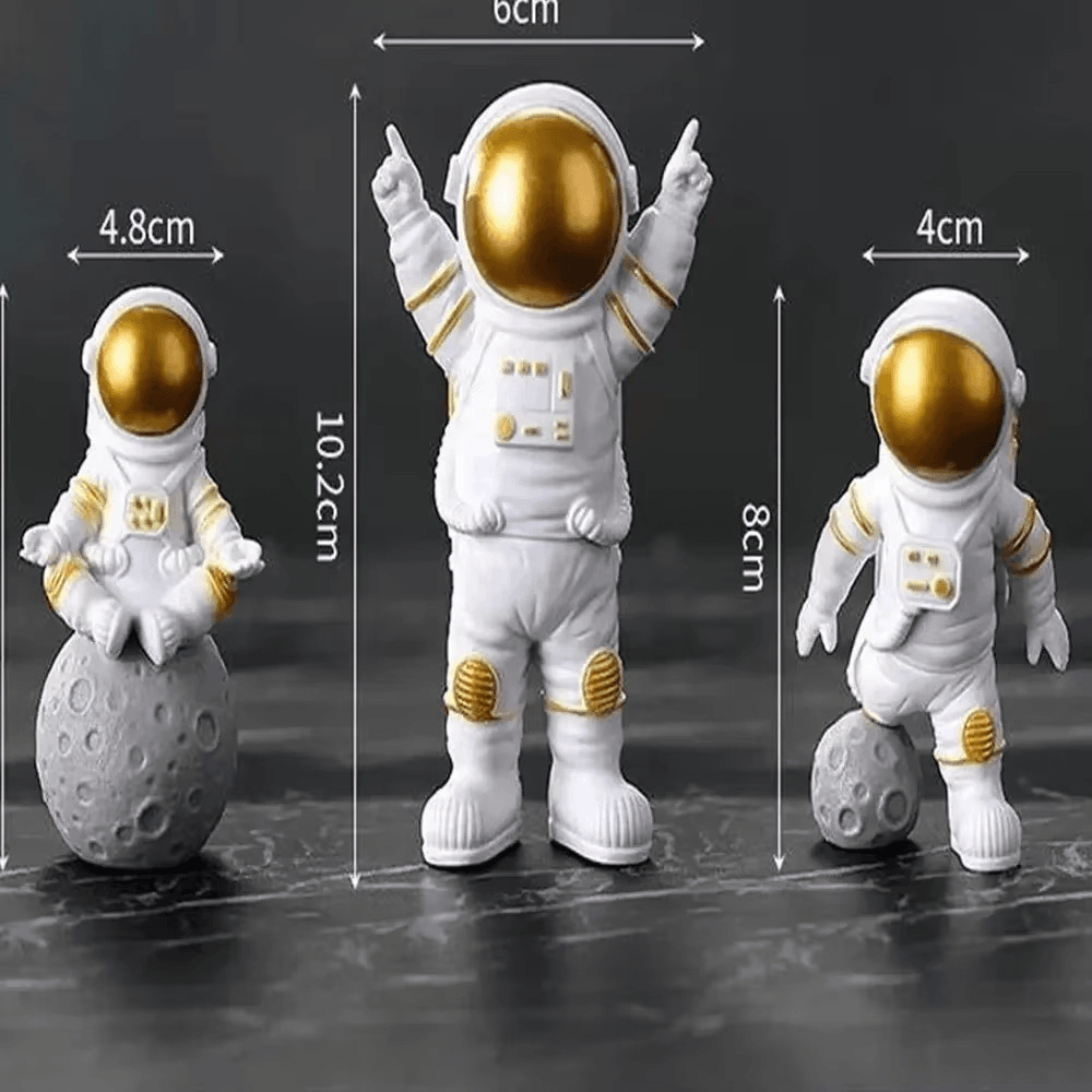 3Pcs Astronaut Figurine Set ā Space-Themed Resin Decor for Desktop - Roman Decor