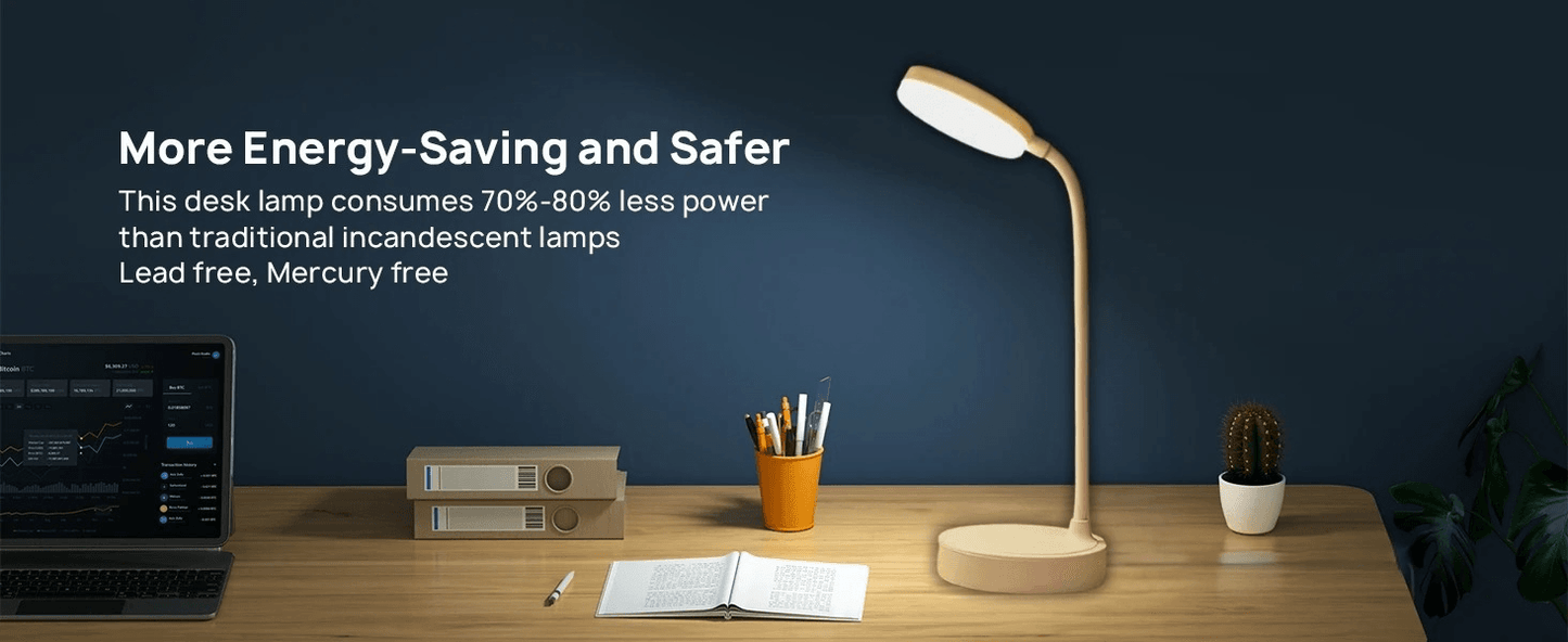 LED Desk Lamp Portable Table Light 3 Brightness Eye Protection Touch Control - Roman Decor