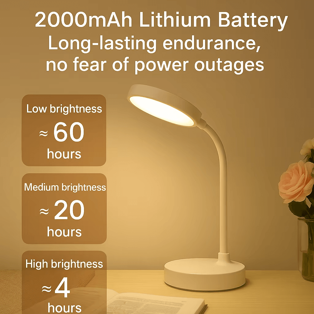 LED Desk Lamp Portable Table Light 3 Brightness Eye Protection Touch Control - Roman Decor
