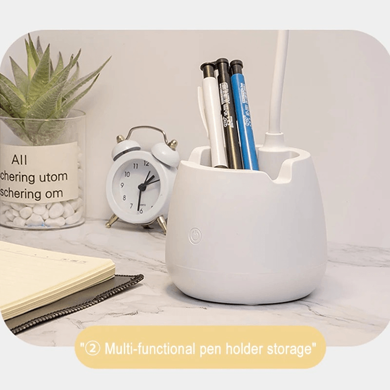 3-Color Dimmable LED Touch Lamp with Pen Holder - Roman Decor