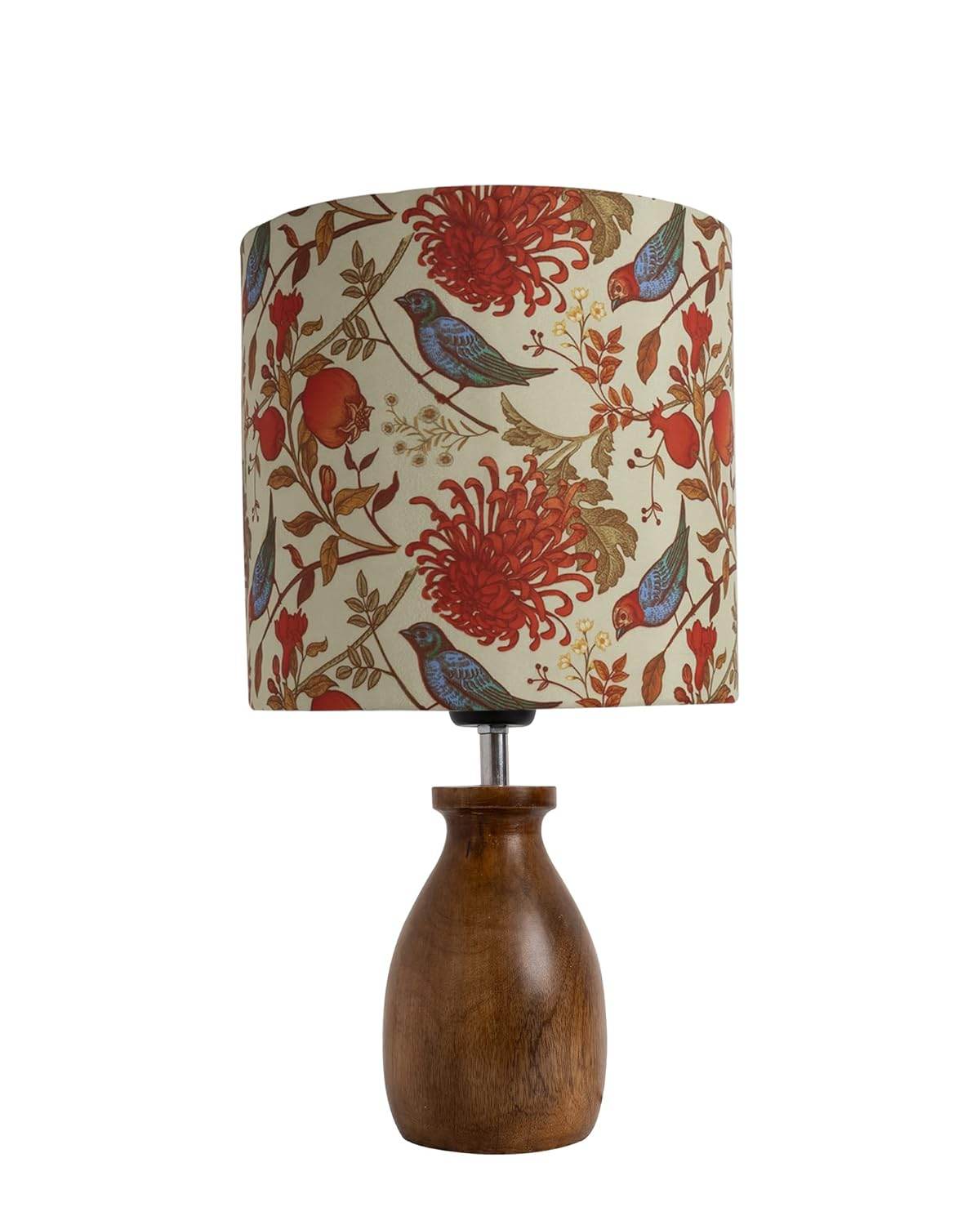 Table Lamp – Wooden Base with Bird Design | Handcrafted - Roman Decor