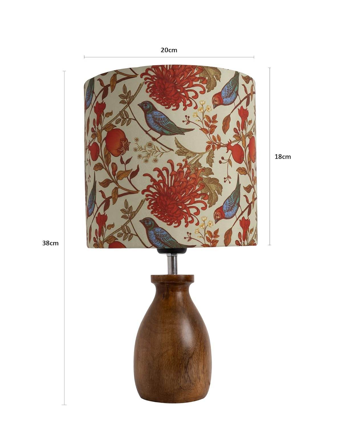 Table Lamp – Wooden Base with Bird Design | Handcrafted - Roman Decor