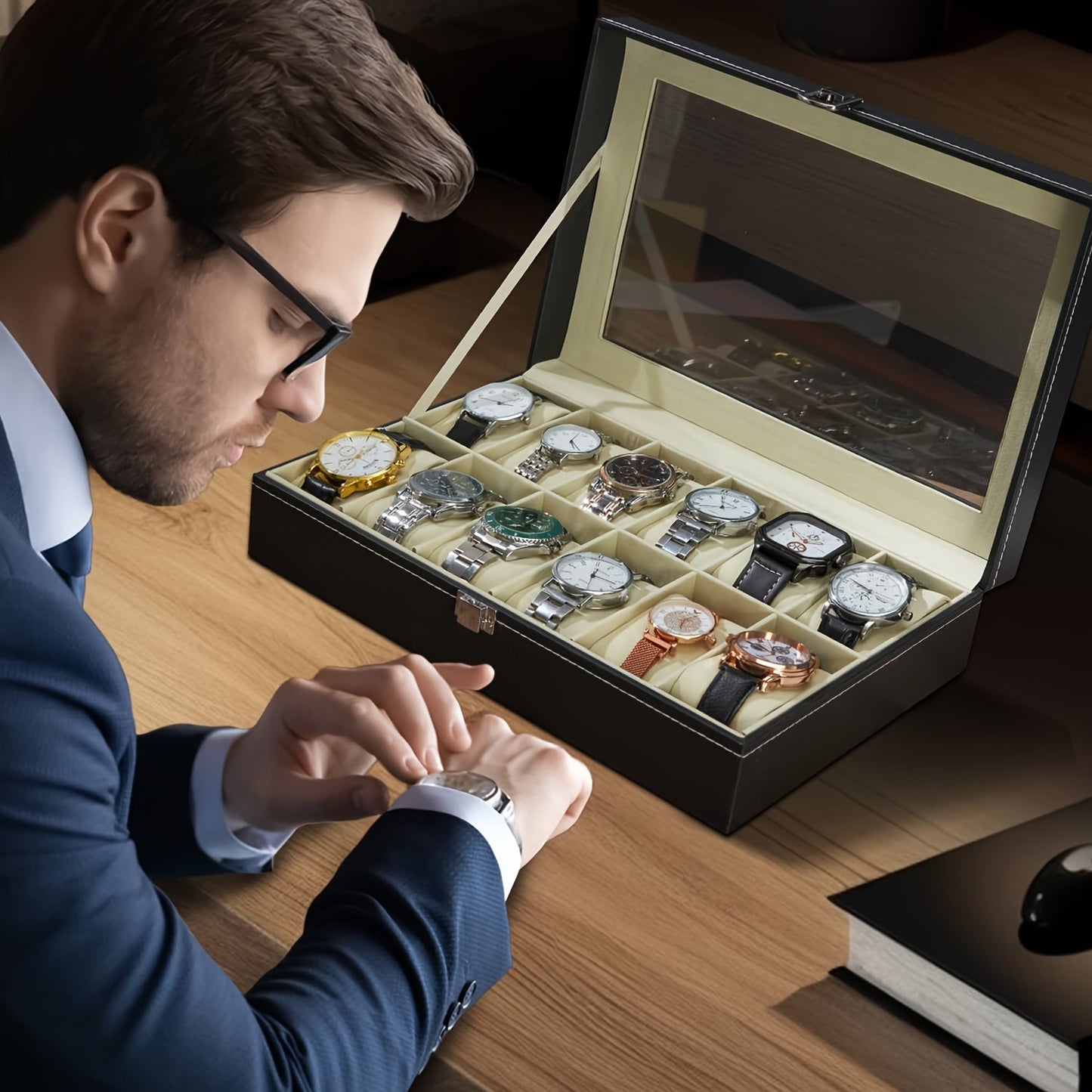 Leather Lockable Watch & Jewelry Storage Box