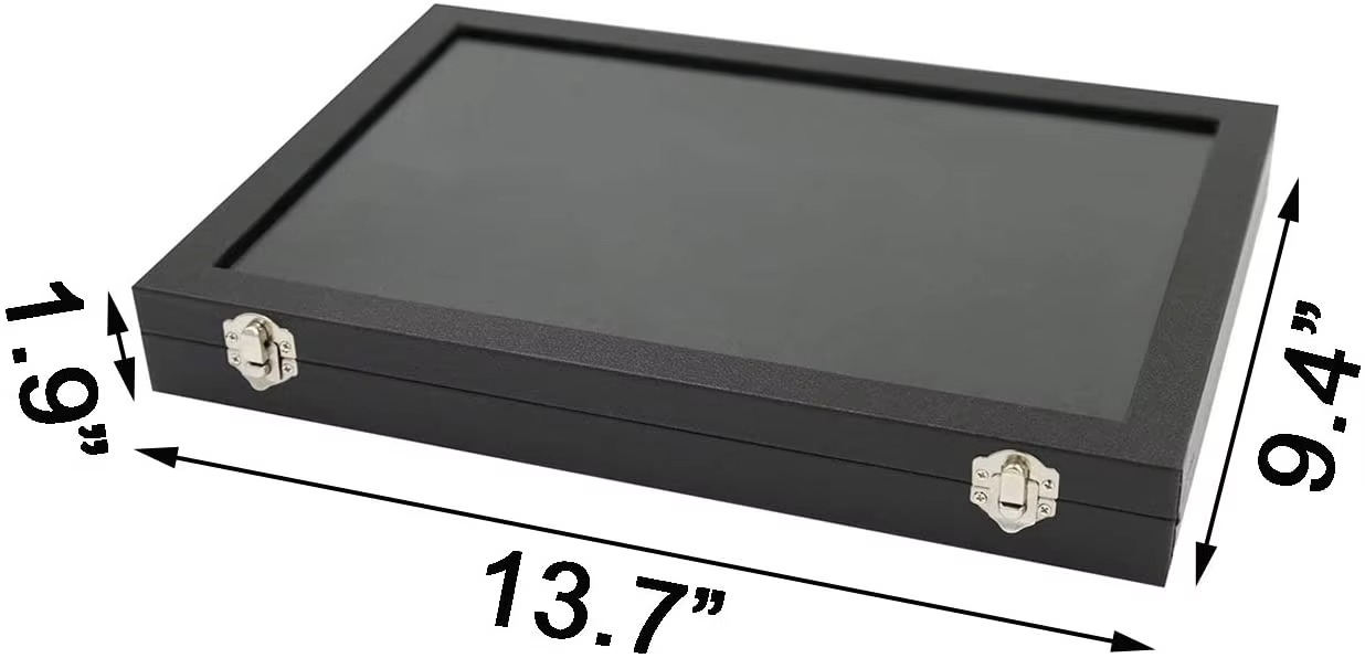 Black rectangular box with dimensions labeled on a white background