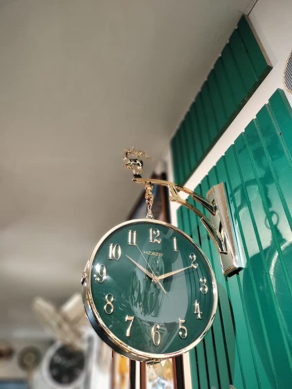 Double-Sided Vintage Wall Clock | Antique Train Station Style