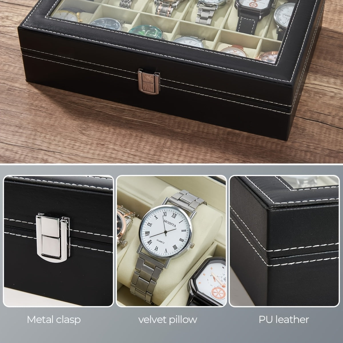 Leather Lockable Watch & Jewelry Storage Box