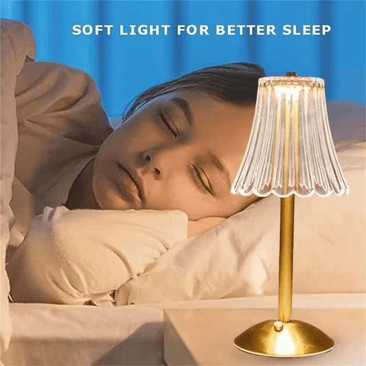 3-Color LED Touch Table Lamp – Rechargeable Crystal Night Light for Bedroom - Roman Decor