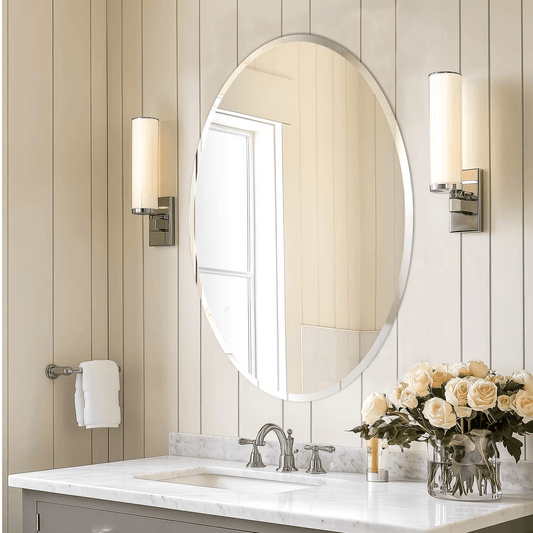 Roman Decor Oval Shape Frameless Decorative Wall Mirror - Roman Decor