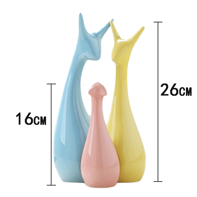 Nordic Style Macaroon Ceramic Cat Family Statue – Set of 4