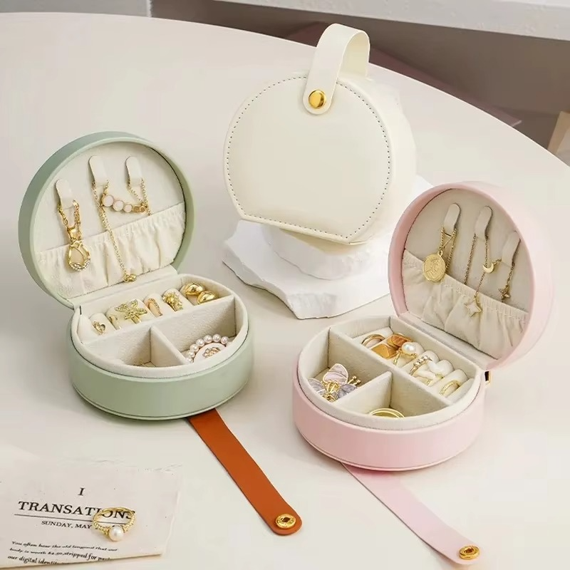 Compact Travel Jewelry Box with Handle – Elegant Organizer | ROMAN DECOR