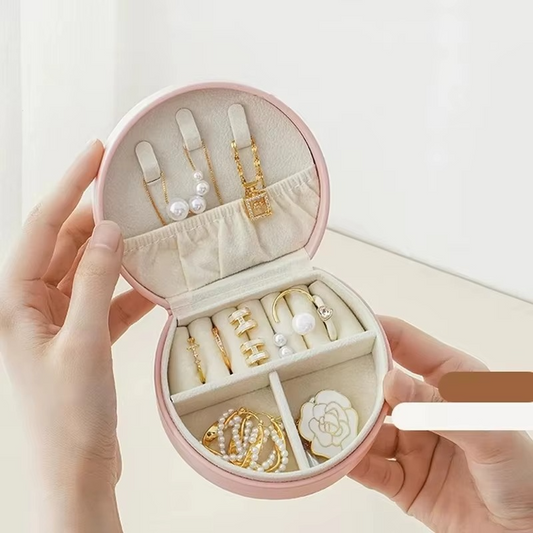 Compact Travel Jewelry Box with Handle – Elegant Organizer | ROMAN DECOR
