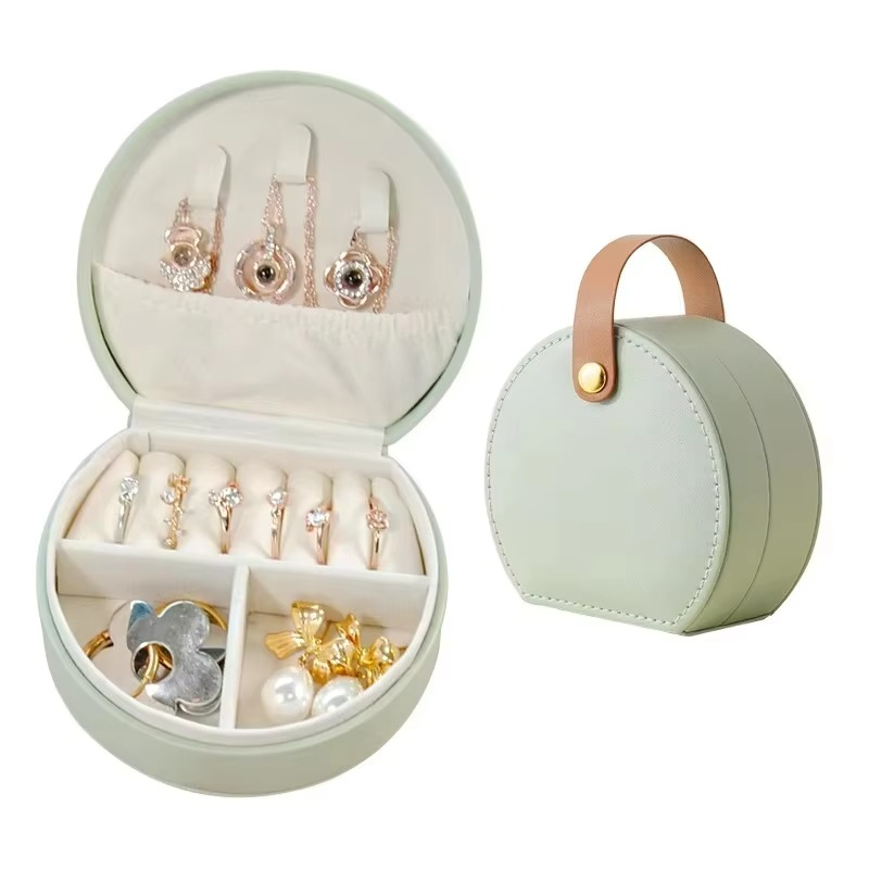 Compact Travel Jewelry Box with Handle – Elegant Organizer | ROMAN DECOR