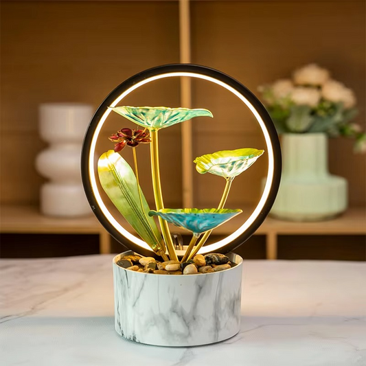 Roman Decor Water Fountain with Ring Light
