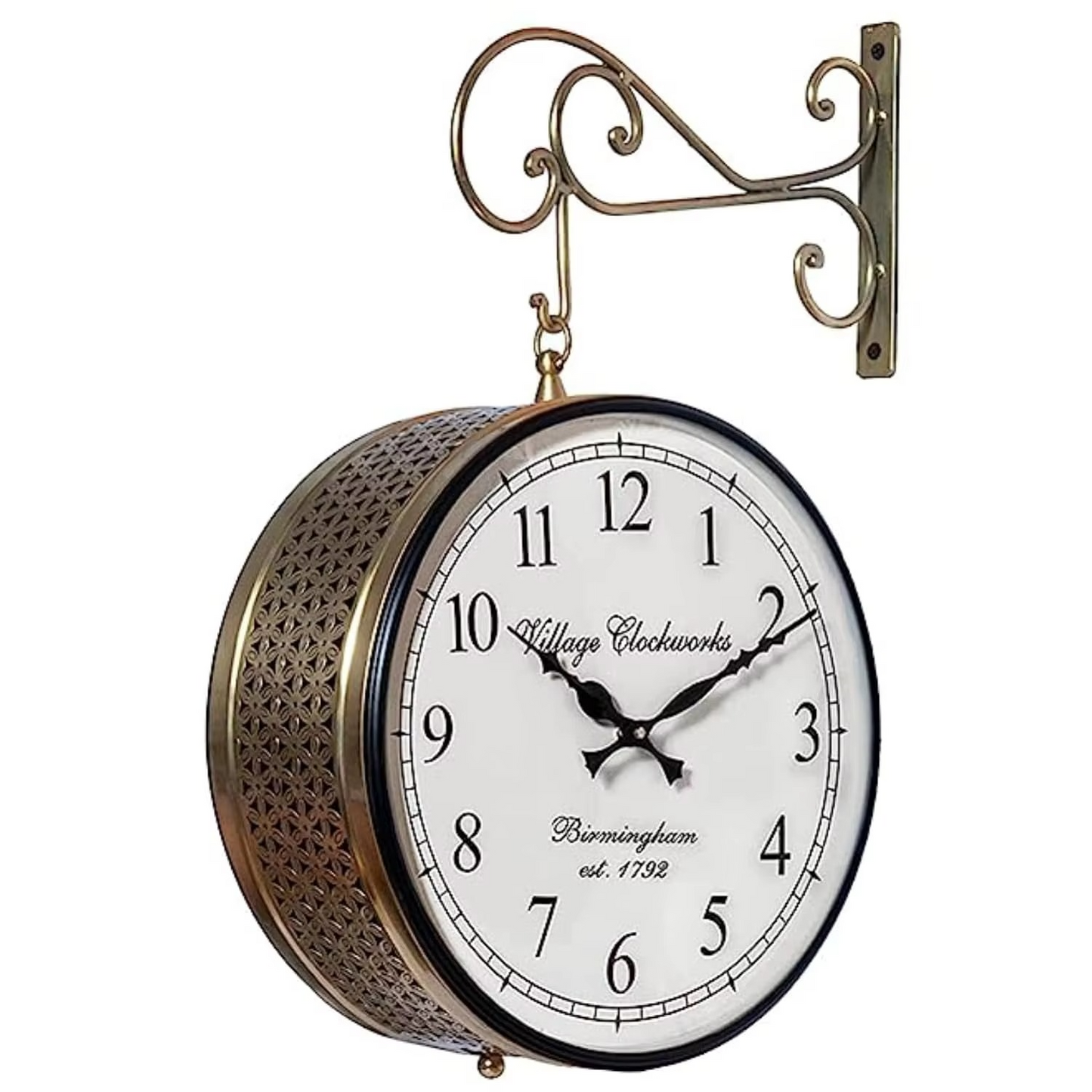 Antique Style Double Sided Railway Station Platform Hanging Wall Clock