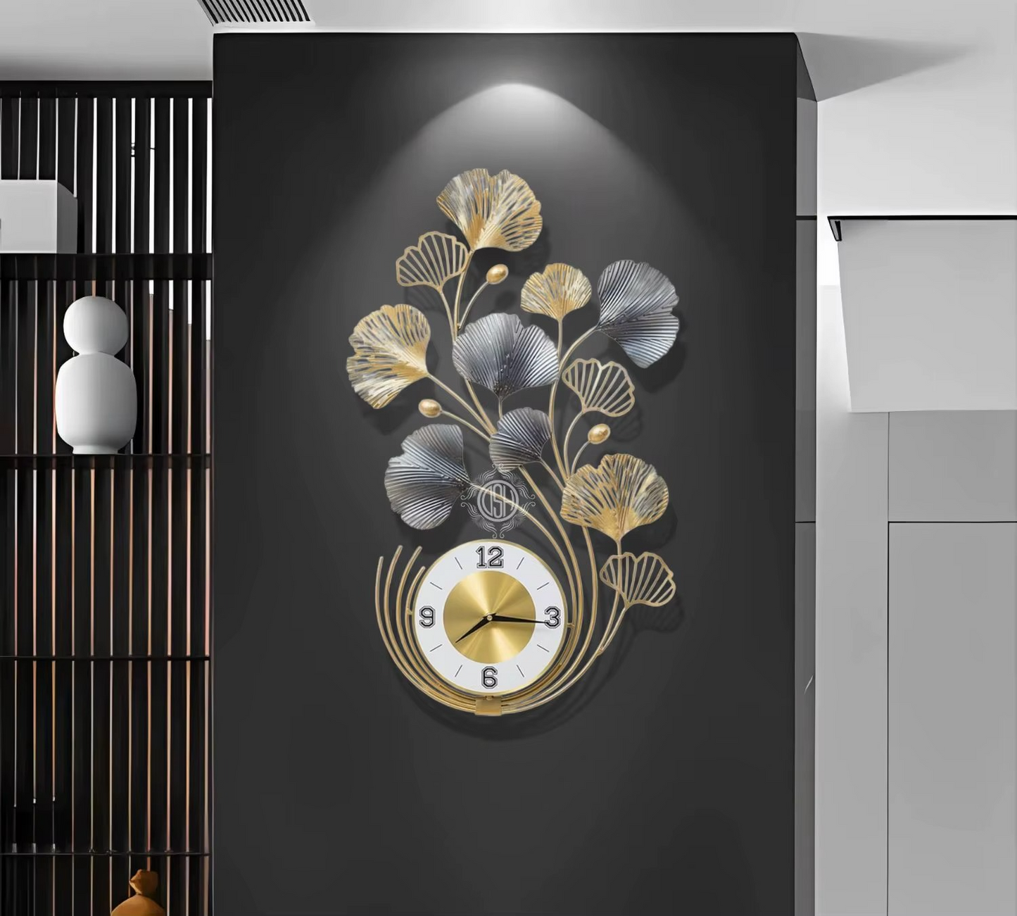 Metal Antique Wall Clock Gold & Black | Big Stylish Silent Clock