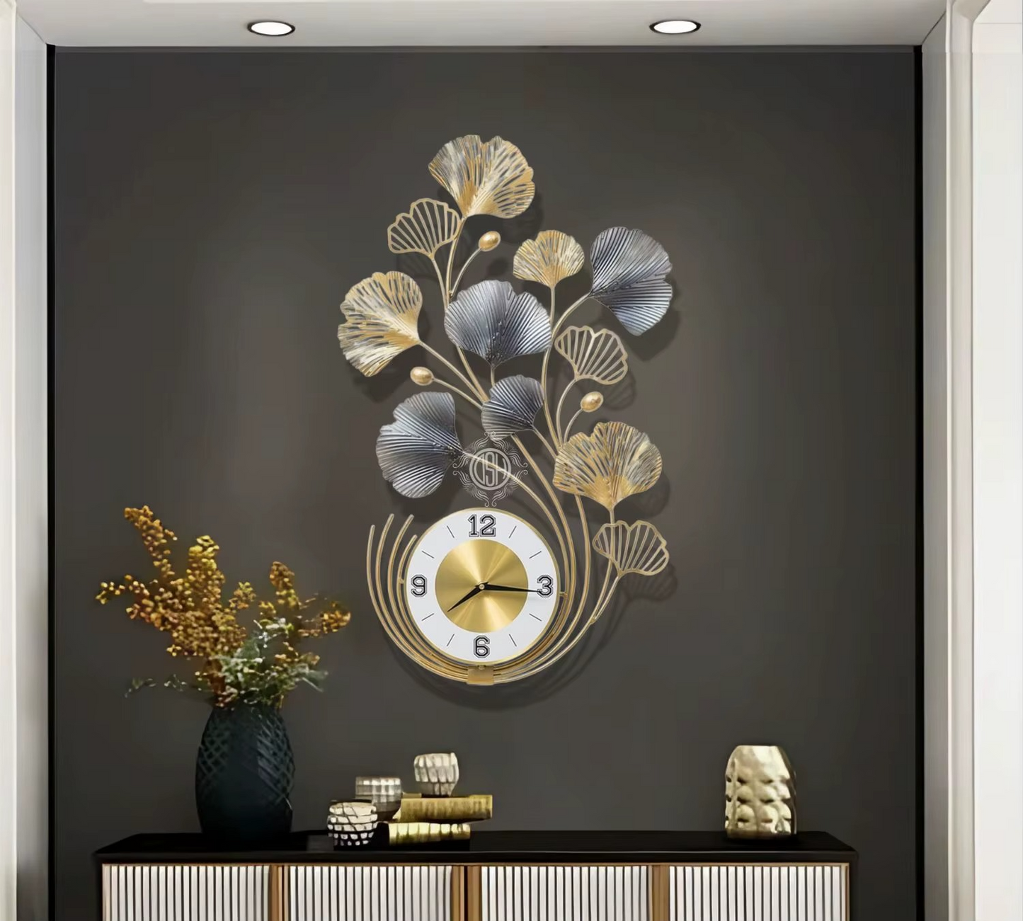 Metal Antique Wall Clock Gold & Black | Big Stylish Silent Clock