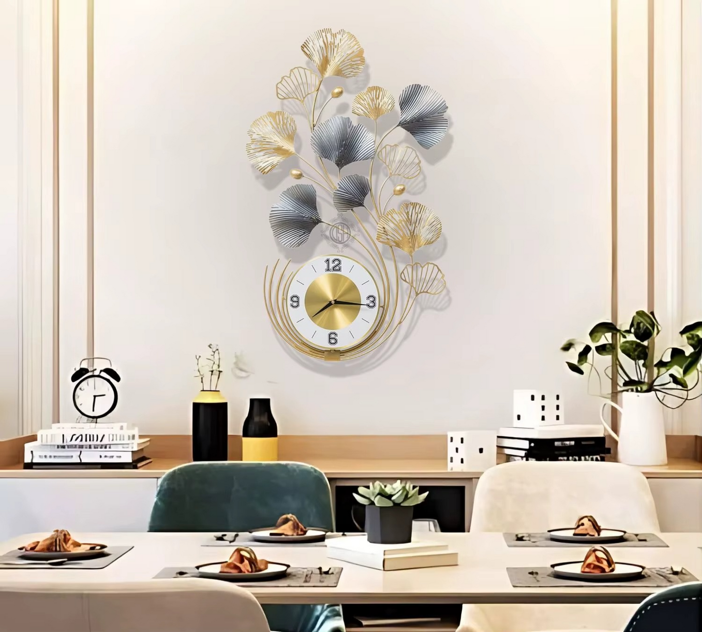 Metal Antique Wall Clock Gold & Black | Big Stylish Silent Clock