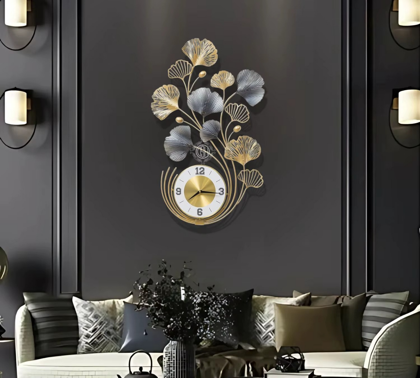 Metal Antique Wall Clock Gold & Black | Big Stylish Silent Clock