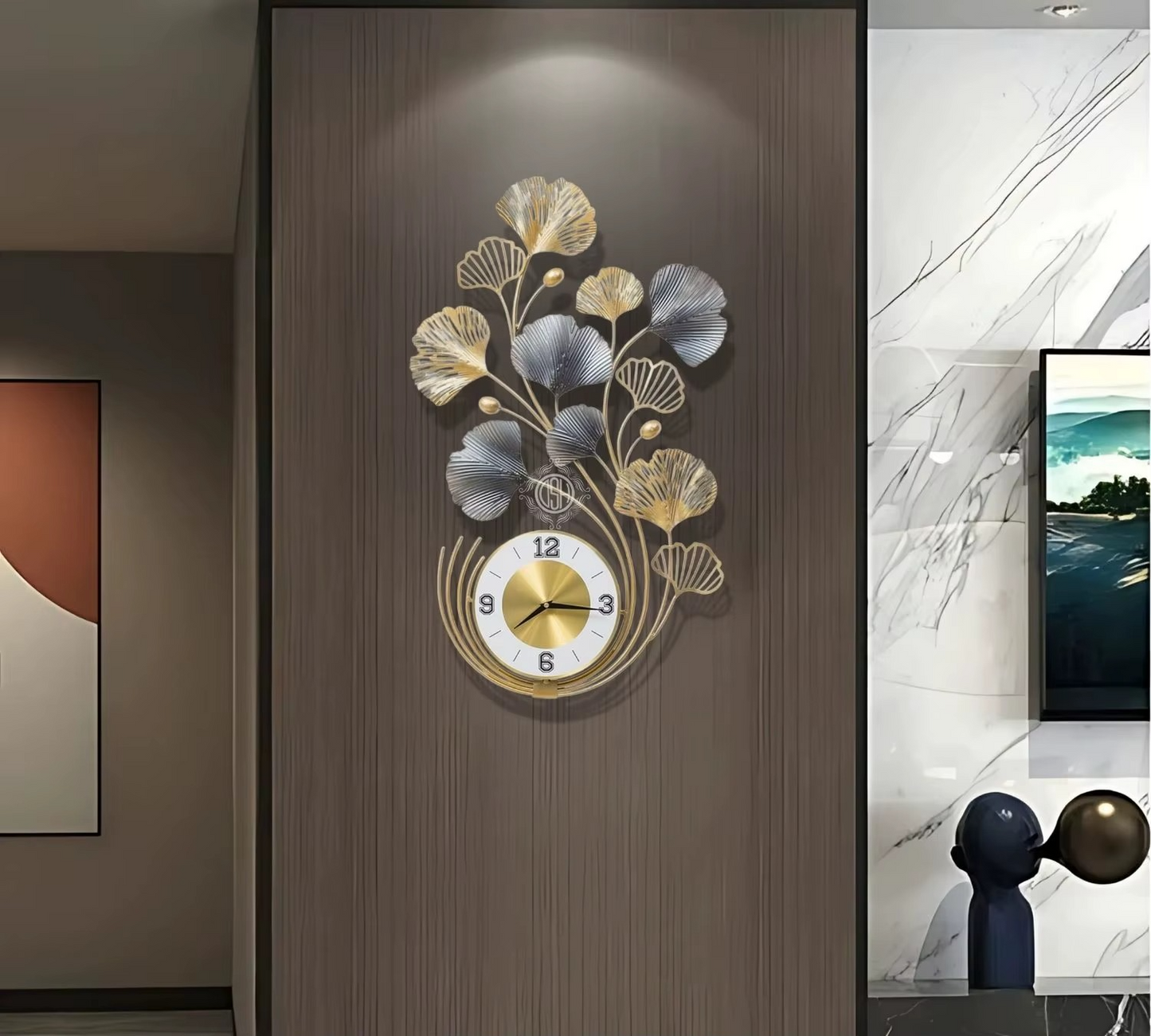 Metal Antique Wall Clock Gold & Black | Big Stylish Silent Clock