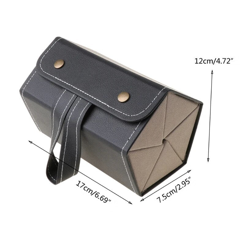 5 Slots Foldable PU Leather Sunglasses Eyeglasses Travel Organizer