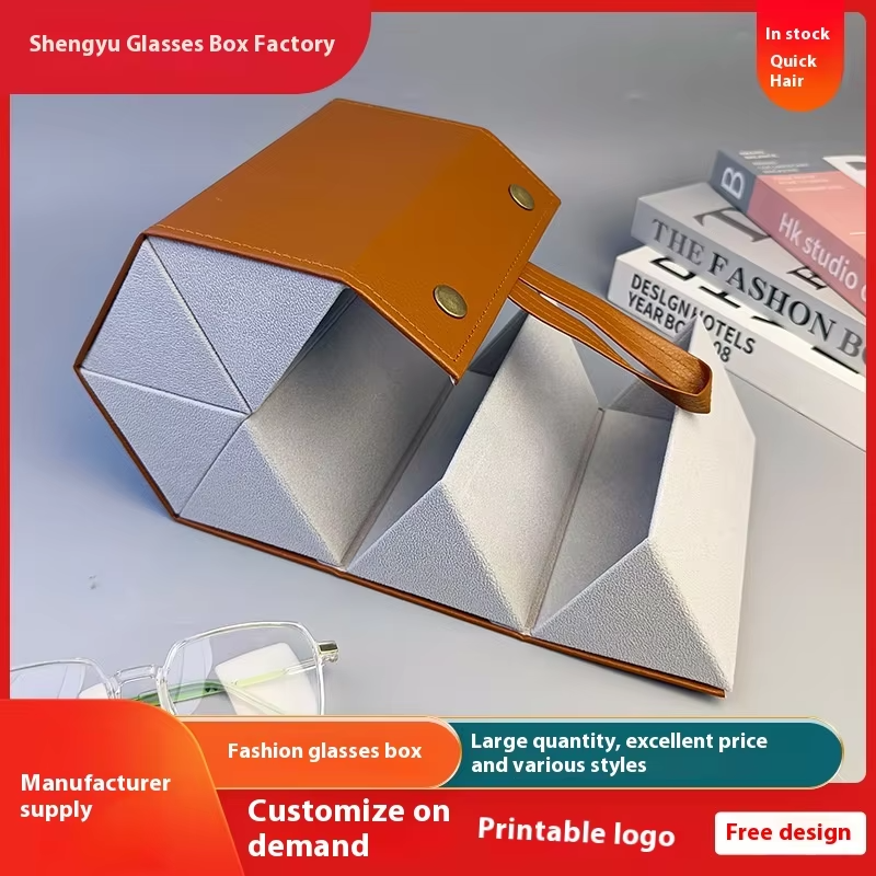 Multi-Compartment Portable Large Capacity Leather Glasses Case