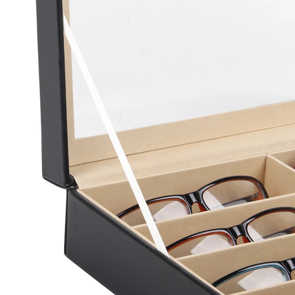 8-Grid Eye Glasses Case: Faux Leather Excellence for Your Eyewear Collection