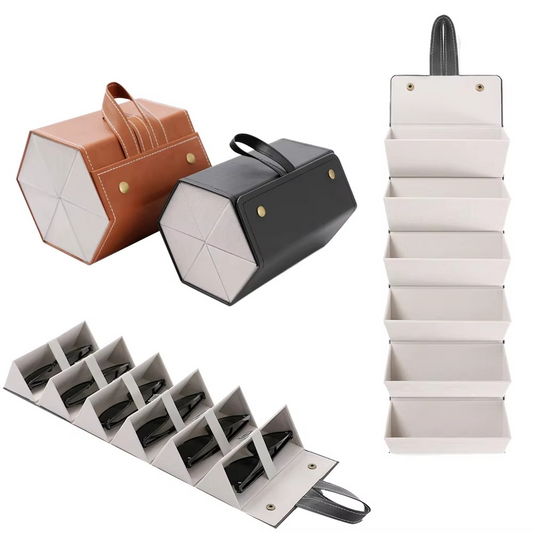 Multi-Compartment Portable Large Capacity Leather Glasses Case