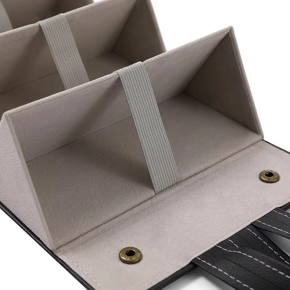 Multi-Compartment Portable Large Capacity Leather Glasses Case