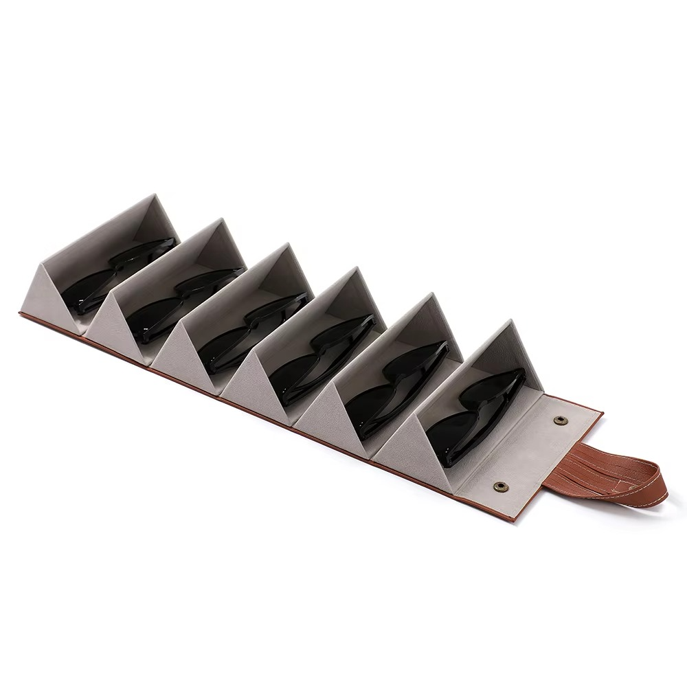 Multi-Compartment Portable Large Capacity Leather Glasses Case