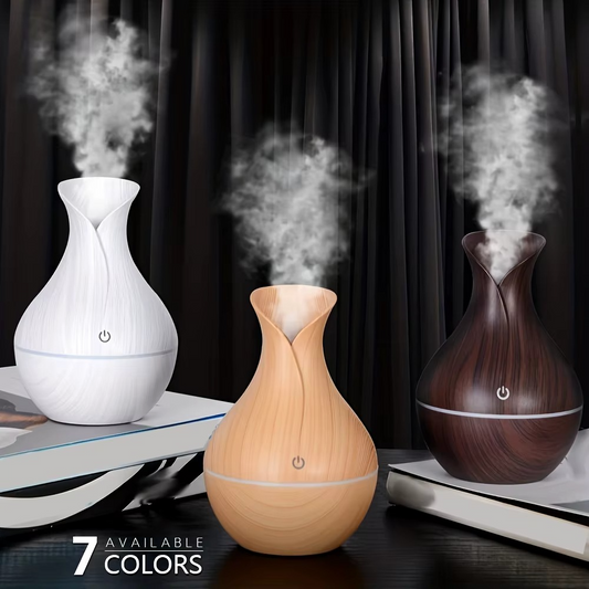 Portable Wood Grain Air Humidifier | Mini Aroma Diffuser USB
