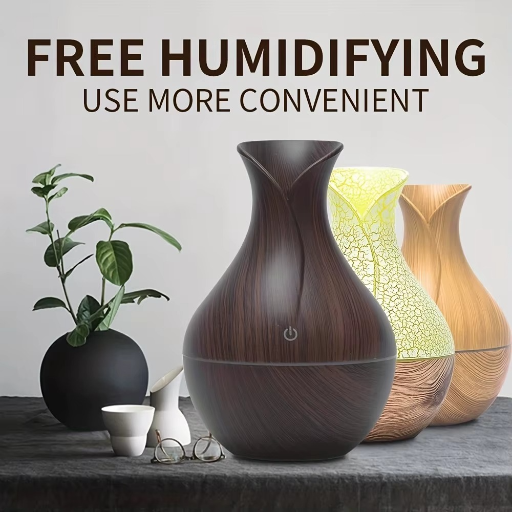 Portable Wood Grain Air Humidifier | Mini Aroma Diffuser USB