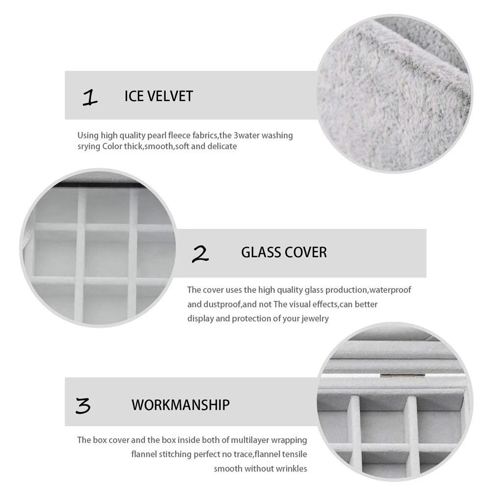 24-Compartment Velvet Earring & Ring Organizer Box