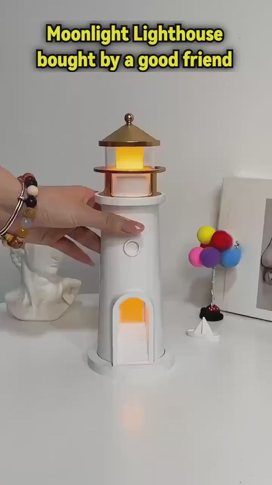 Lighthouse Projector Lamp | Warm White LED Retro Night Light