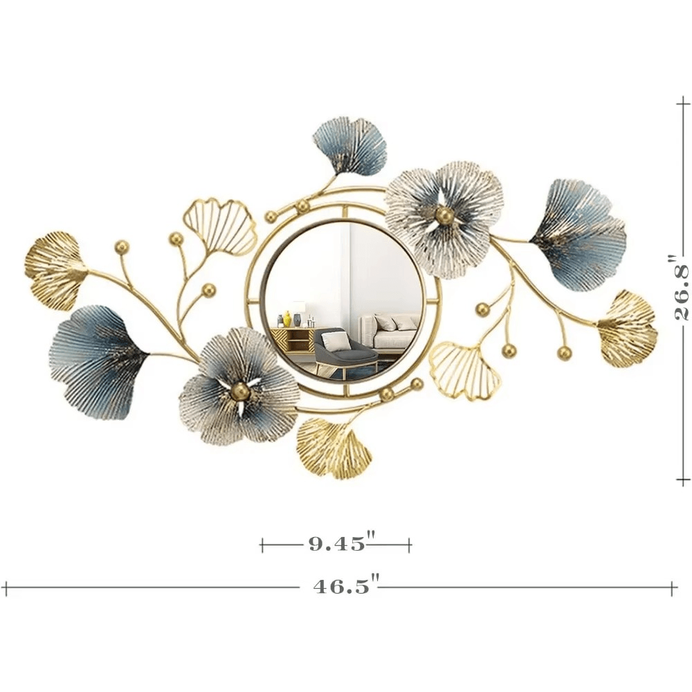 46-Inch Large Ginkgo Leaf Decorative Wall Mirror - Roman Decor