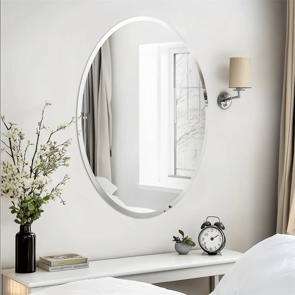 Roman Decor Oval Shape Frameless Decorative Wall Mirror - Roman Decor