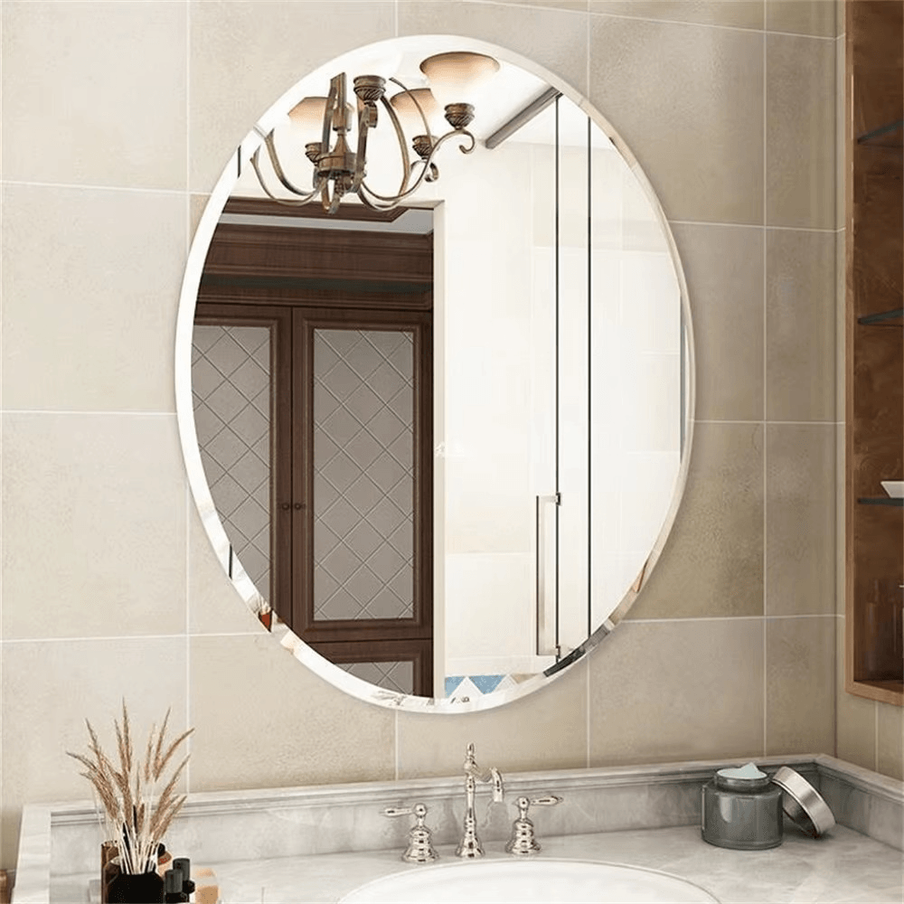 Roman Decor Oval Shape Frameless Decorative Wall Mirror - Roman Decor