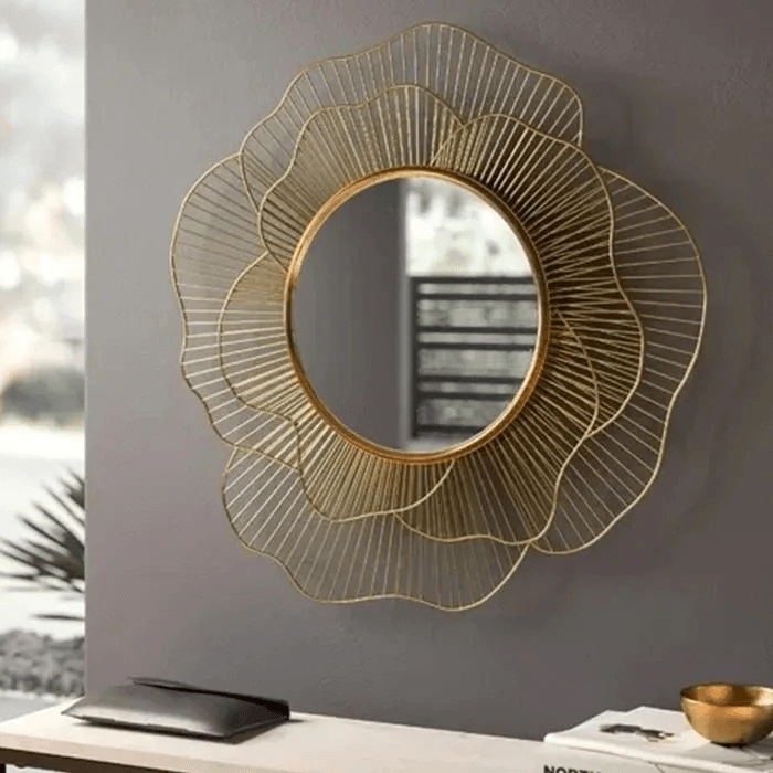 Round Iron Framed Decorative Wall Mirror 60 cm - Roman Decor