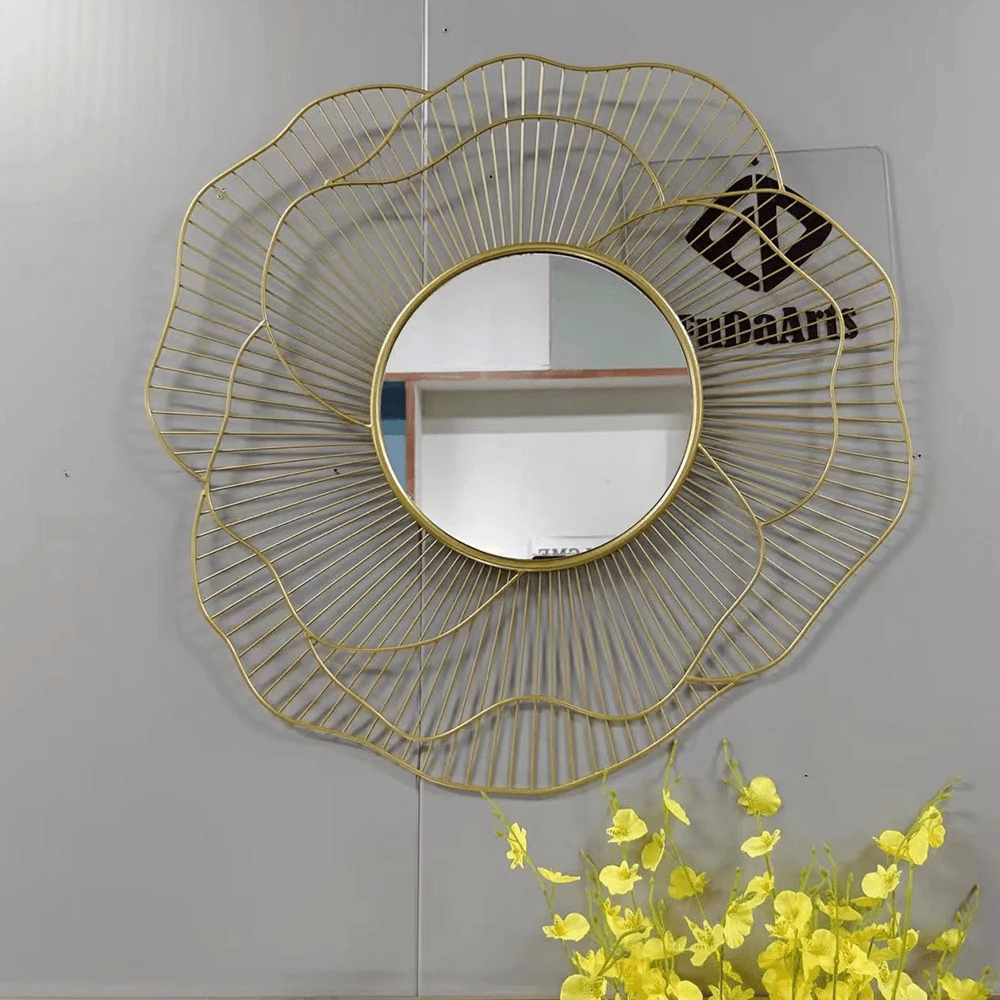 Round Iron Framed Decorative Wall Mirror 60 cm - Roman Decor